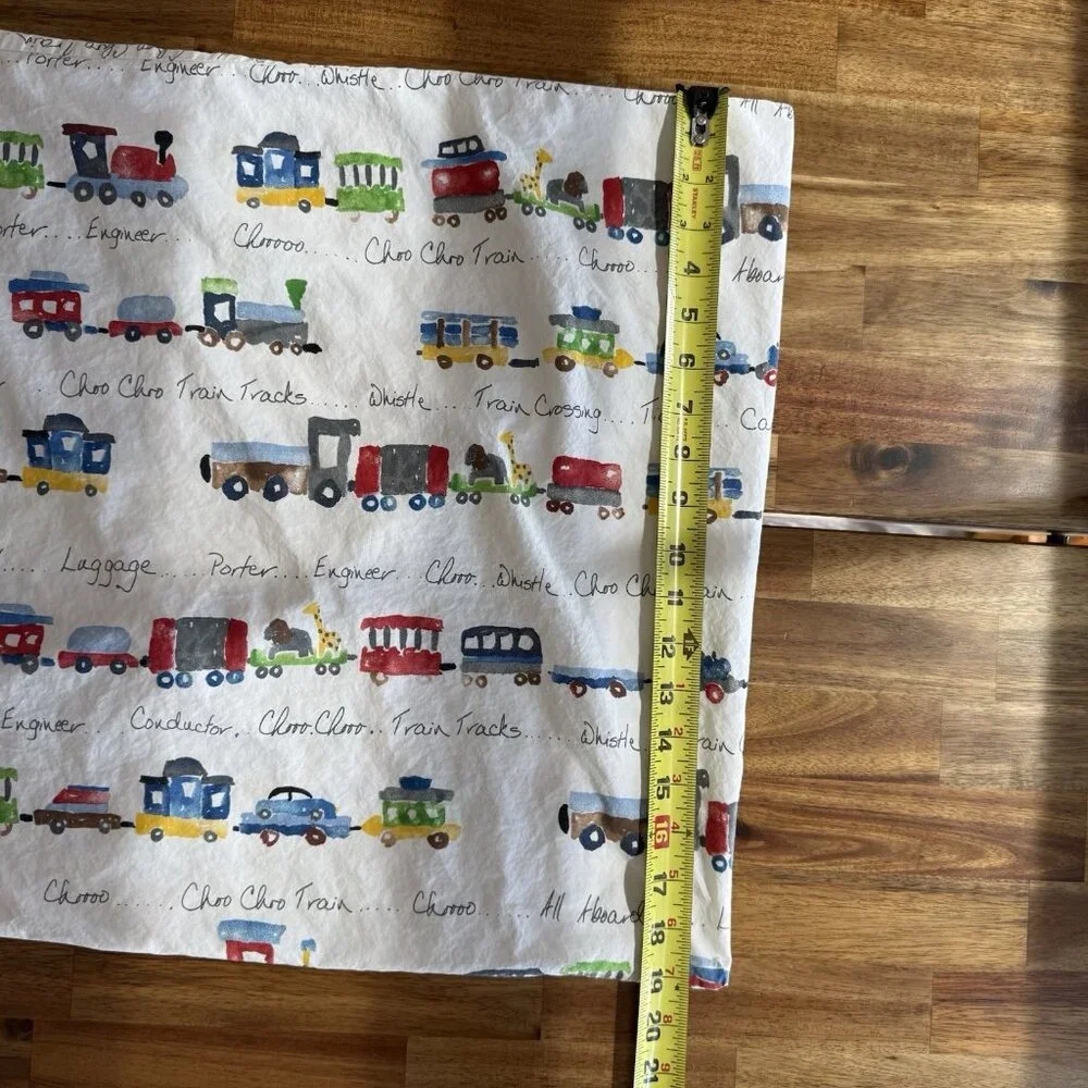POTTERY BARN KIDS 1‎ Pillowcase Animals Train Multicolor AS IS~STAIN Tear
